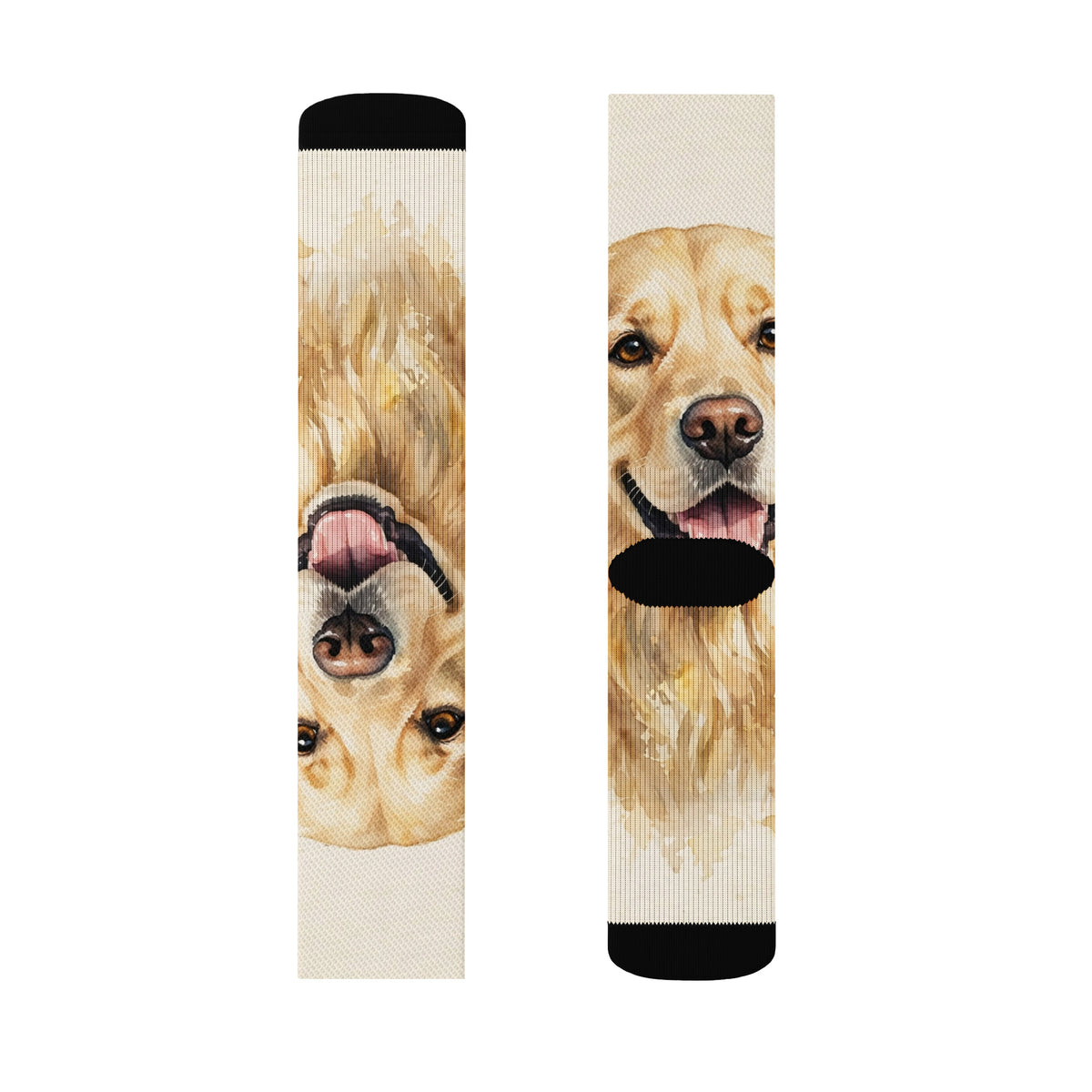 Custom watercolor pet portrait socks, view 4