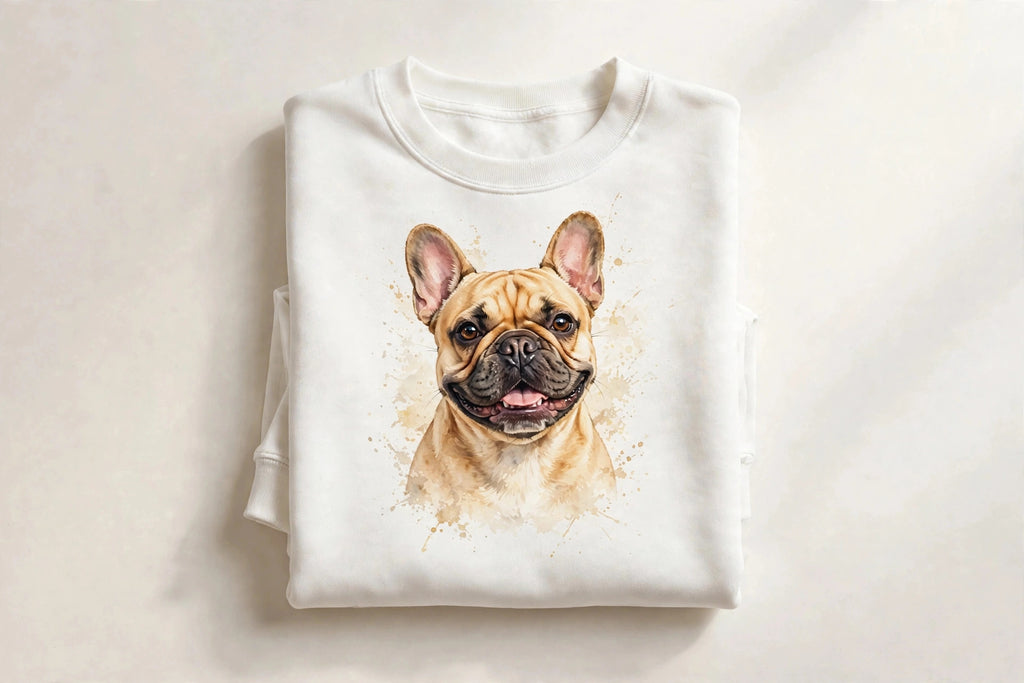 Custom watercolor French Bulldog pet portrait sweatshirt