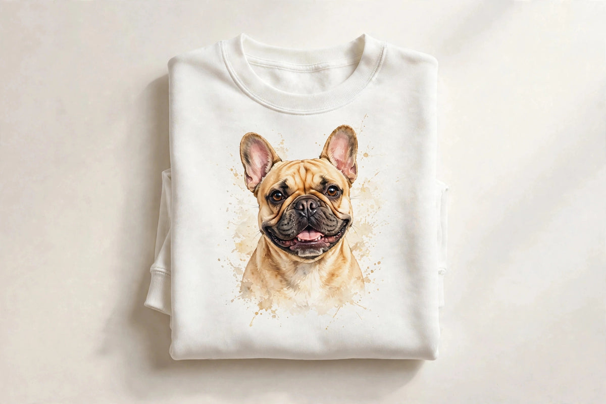Custom watercolor French Bulldog pet portrait sweatshirt