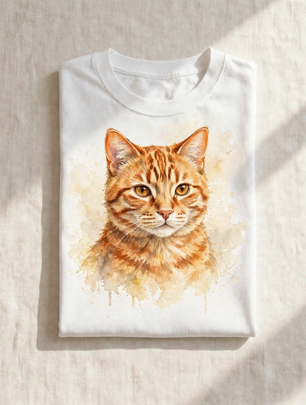 Custom watercolor cat pet portrait t-shirt