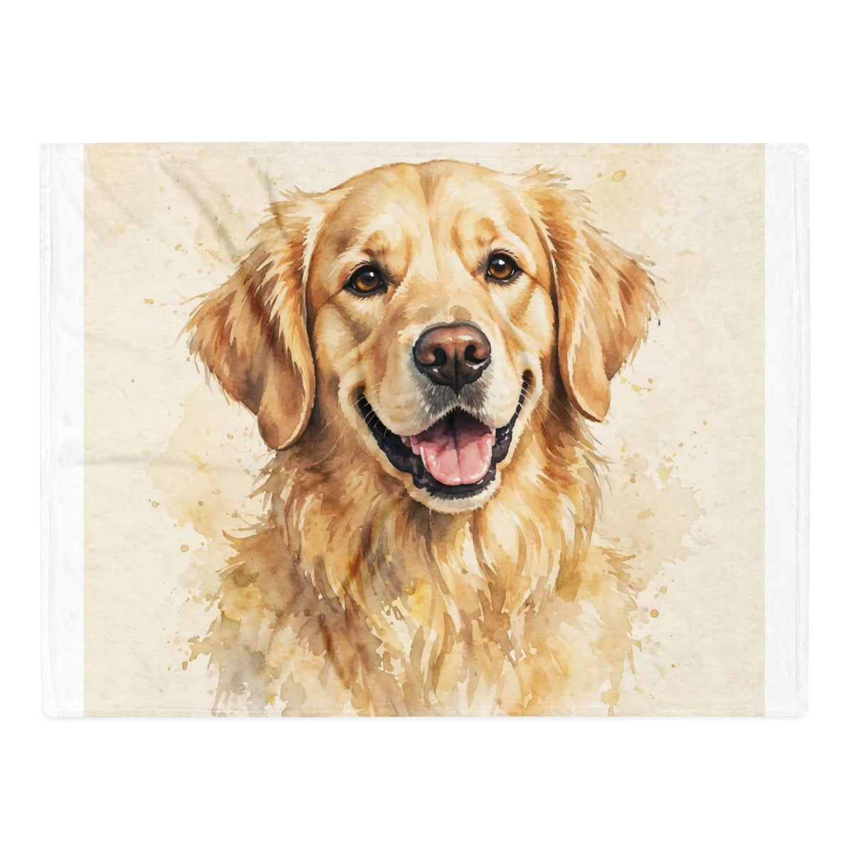 Custom watercolor pet portrait blanket, view 3