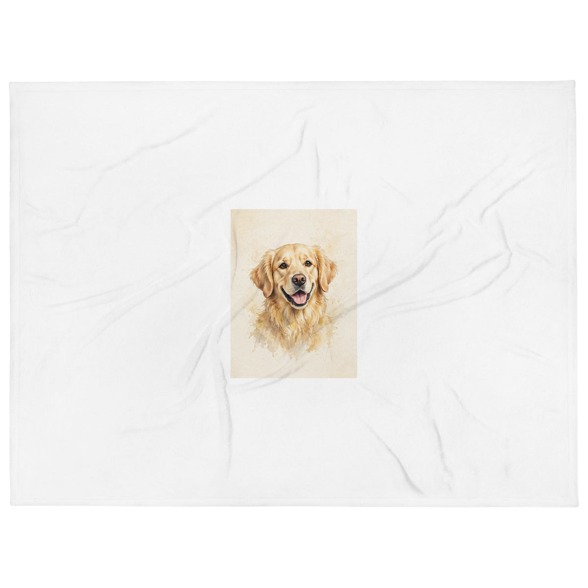 Custom watercolor pet portrait blanket, view 2